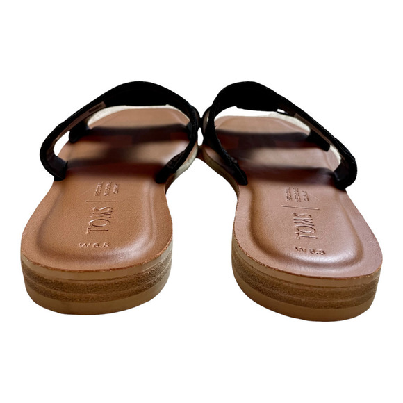 TOMS Black Leather Seacliff Slide Sandal Women’s Size 6.5 NWOT - Picture 6 of 10